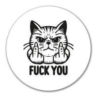 Aufkleber F*ck you grimmige Katze 10cm rund