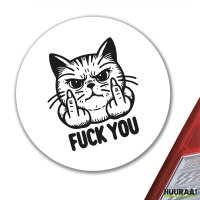 Aufkleber F*ck you grimmige Katze 10cm rund