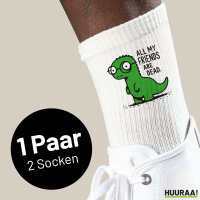 Unisex Socken All friends are dead T-Rex Größe 37/46 White Motiv Tennissocken