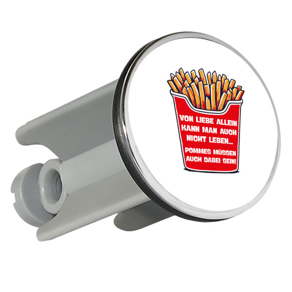 Waschbeckenstöpsel Liebe allein nicht Pommes dabei 4cm Abflussstopfen