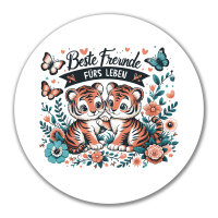 Aufkleber Beste Freunde Tiger 10cm rund