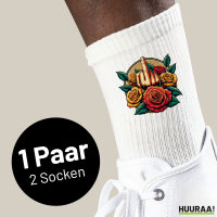 Unisex Socken Mittelfinger Rosen Größe 37/46 White Motiv Tennissocken