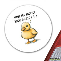 Aufkleber Endlich Wochen-Ente Wochenende 10cm rund