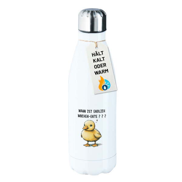 Trinkflasche Endlich Wochen-Ente Wochenende 500ml Edelstahl Wasserflasche