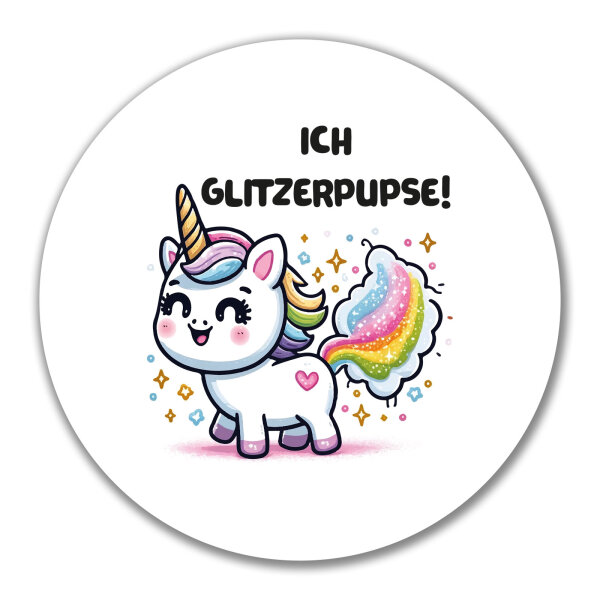 Aufkleber Ich Glitzerpupse Einhorn 10cm
