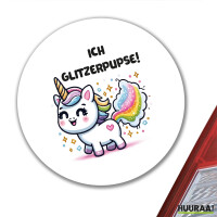 Aufkleber Ich Glitzerpupse Einhorn 10cm