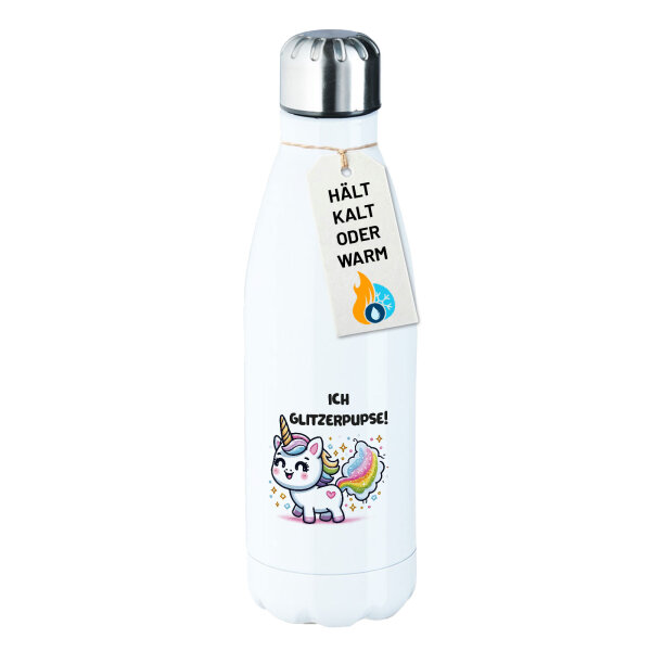 Trinkflasche Ich Glitzerpupse Einhorn 500ml Edelstahl Wasserflasche