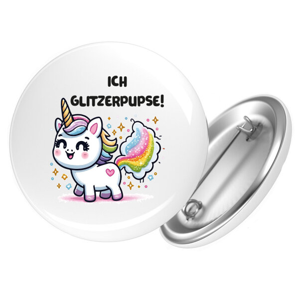 Button Ich Glitzerpupse Einhorn