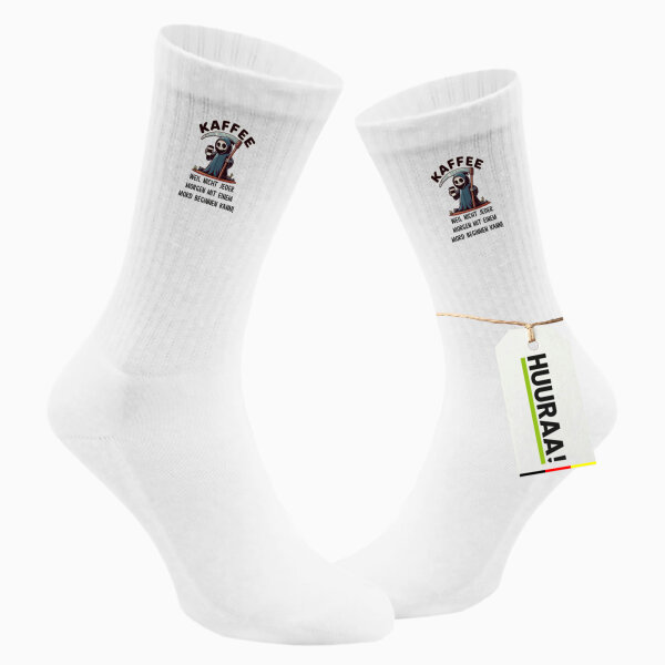 Unisex Socken Kaffee weil morgens keinen Mord Sensenmann Größe 37/46 White Motiv Tennissocken