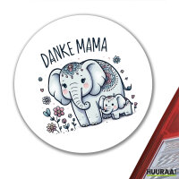Aufkleber Danke Mama Elefanten 10cm rund