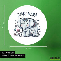 Aufkleber Danke Mama Elefanten 10cm