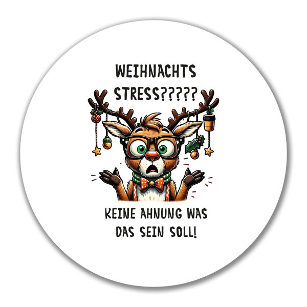 Aufkleber Weihnachtsstress Rentier 10cm