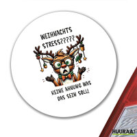 Aufkleber Weihnachtsstress Rentier 10cm rund
