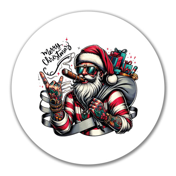 Aufkleber Cooler Weihnachtsmann Merry Christmas 10cm