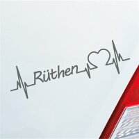 Autoaufkleber Rüthen Herzschlag  Grau ca. 19x5cm