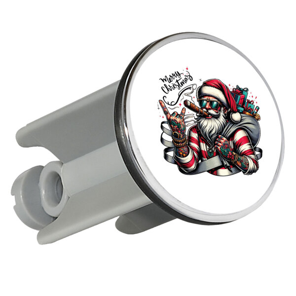 Waschbeckenstöpsel Cooler Weihnachtsmann Merry Christmas 4cm Abflussstopfen