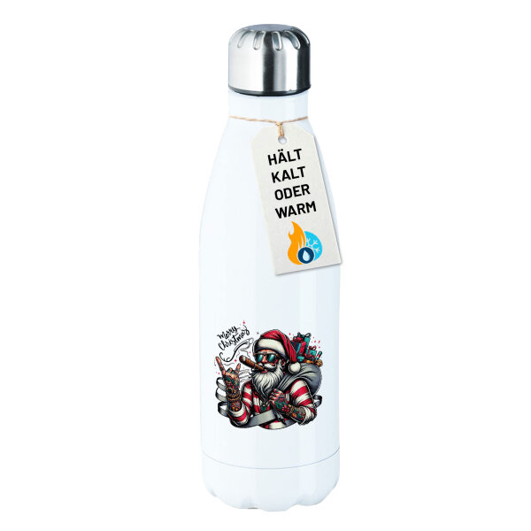 Trinkflasche Cooler Weihnachtsmann Merry Christmas 500ml Edelstahl Wasserflasche