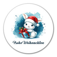 Aufkleber Süßer Hase Frohe Weihnachten 10cm rund