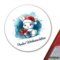 Aufkleber Süßer Hase Frohe Weihnachten 10cm rund
