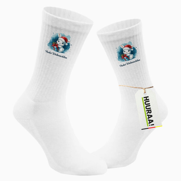 Unisex Socken Süßer Hase Frohe Weihnachten Größe 37/46 White Motiv Tennissocken