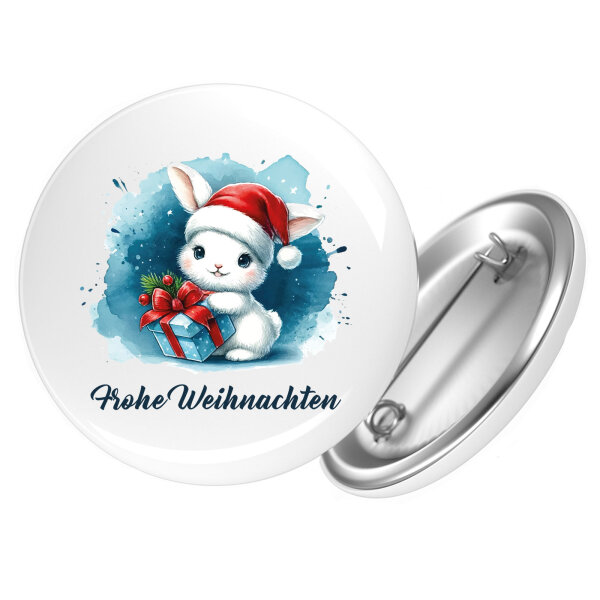 Button Süßer Hase Frohe Weihnachten