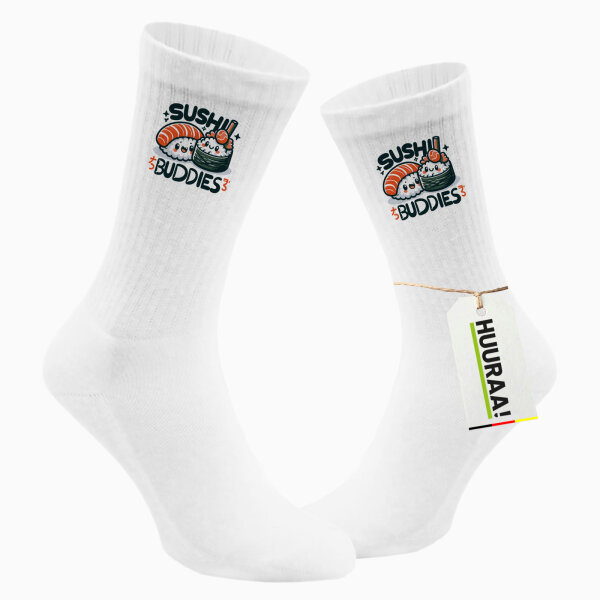 Unisex Socken Sushi Buddies Sushirollen Größe 37/46 White Motiv Tennissocken