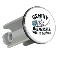 Waschbeckenstöpsel Genitiv ins Wasser Dativ ist 4cm...