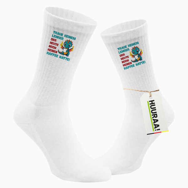 Unisex Socken Lehrer trauen noch keinen Kaffee hatte Größe 37/46 White Motiv Tennissocken
