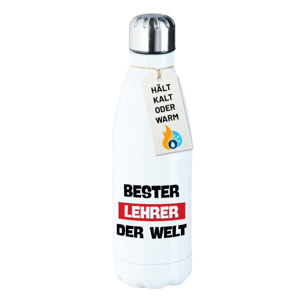Trinkflasche Bester Lehrer der Welt 500ml Edelstahl Wasserflasche