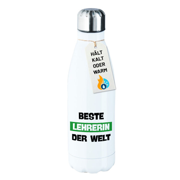 Trinkflasche Beste Lehrerin der Welt 500ml Edelstahl Wasserflasche