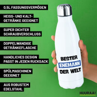 Trinkflasche Bester Ehemann der Welt 500ml Edelstahl Wasserflasche