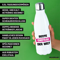 Edelstahl-Trinkflasche Beste Ehefrau der Welt 500ml Wasserflasche