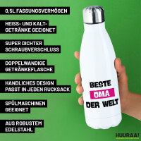 Trinkflasche Beste Oma der Welt 500ml Edelstahl Wasserflasche