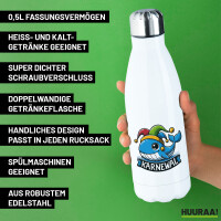 Trinkflasche Karnewal Karneval Wal 500ml Edelstahl Wasserflasche