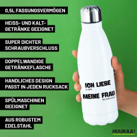 Trinkflasche Liebe es wenn meine Frau mich zocken lässt 500ml Edelstahl Wasserflasche