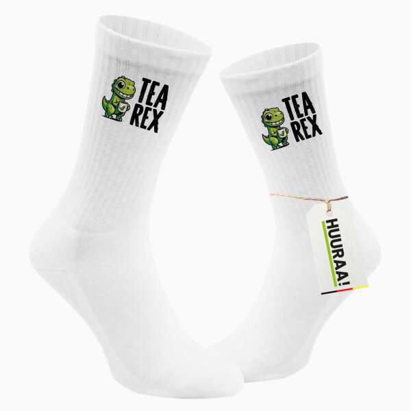 Unisex Socken Tea Rex Dinosaurier Größe 37/46 White Motiv Tennissocken