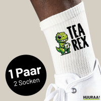 Unisex Socken Tea Rex Dinosaurier Größe 37/46 White Motiv Tennissocken