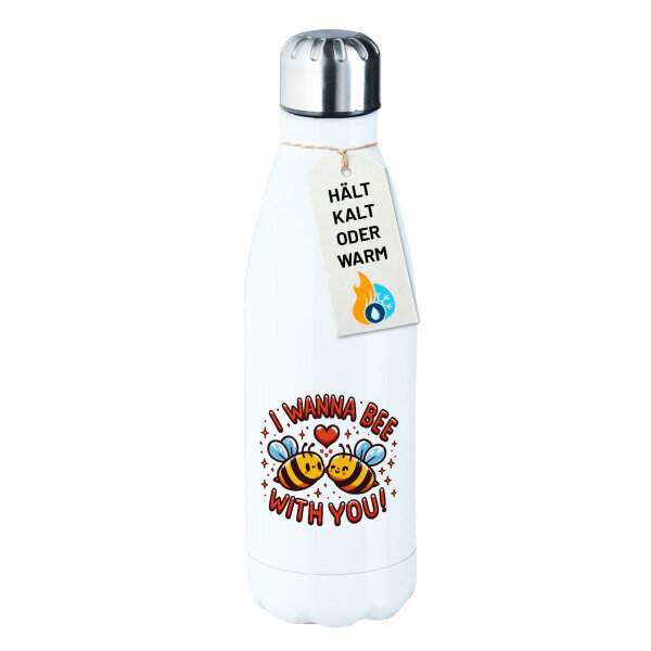 Edelstahl-Trinkflasche Wanna Bee with you. Bienen 500ml Wasserflasche