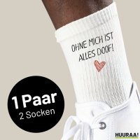 Unisex Socken Ohne mich ist alles doof Größe 37/46 White Motiv Tennissocken