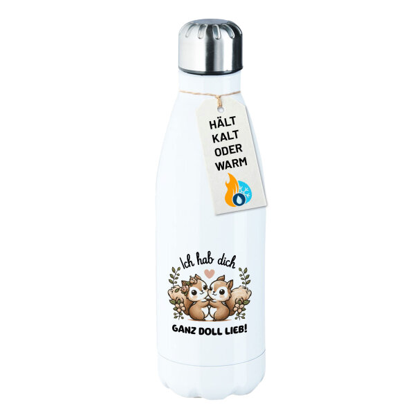 Trinkflasche Ich hab dich ganz doll lieb Einchhörnchen 500ml Edelstahl Wasserflasche