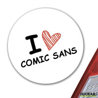 Aufkleber I love Comic Sans Herz 10cm
