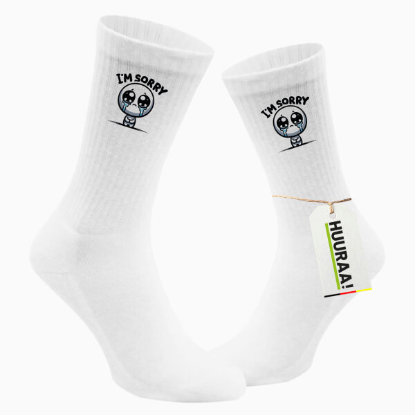 Unisex Socken Im sorry weinendes Männchen Größe 37/46 White Motiv Tennissocken