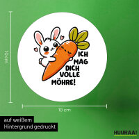 Aufkleber Mag dich volle Möhre Hase 10cm rund