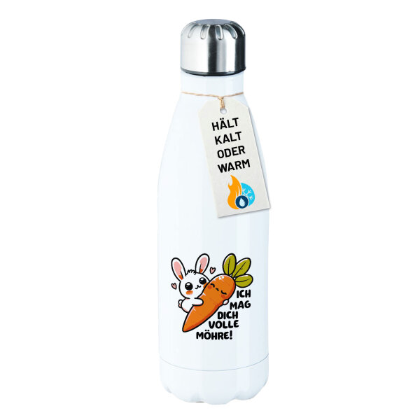 Edelstahl-Trinkflasche Mag dich volle Möhre Hase 500ml Wasserflasche