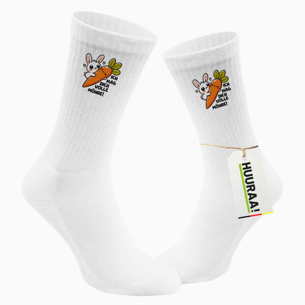 Unisex Socken Mag dich volle Möhre Hase Größe 37/46 White Motiv Tennissocken