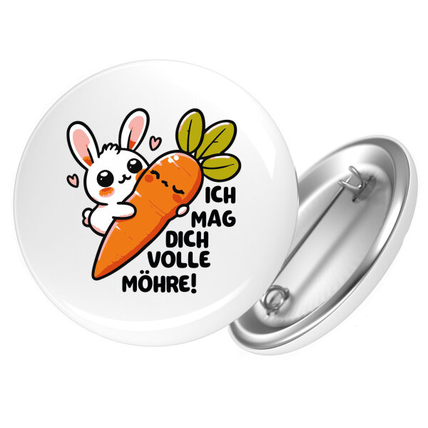 Button Mag dich volle Möhre Hase