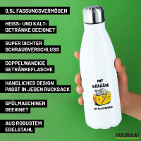 Trinkflasche Mit Käse ist alles besser Maus 500ml Edelstahl Wasserflasche