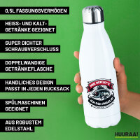 Trinkflasche Mir reichtss ich geh angeln Fisch 500ml Edelstahl Wasserflasche