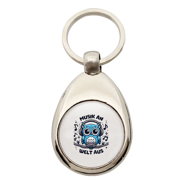 Schlüsselanhänger Musik an Welt aus Eule Metall
