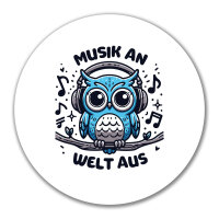 Aufkleber Musik an Welt aus Eule 10cm